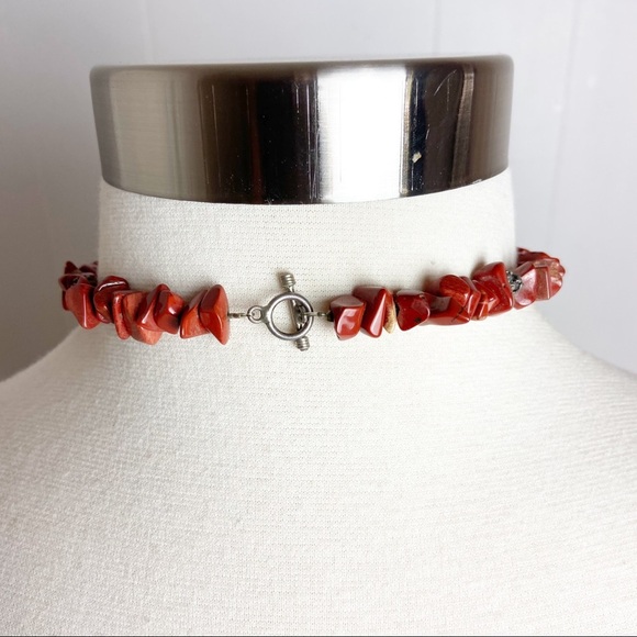 Large Statement Red Jasper Real Stones Necklace - Picture 3 of 3